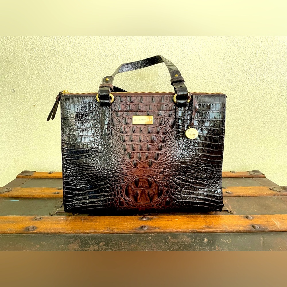 Brahmin genuine leather croc embossed handbag purse NWPT~